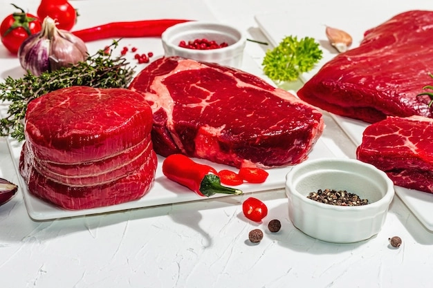 Various cuts of high-quality beef.