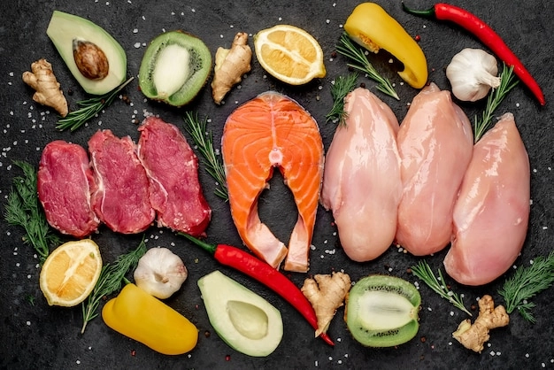 High-quality images of beef, chicken, seafood, and pork bundles.